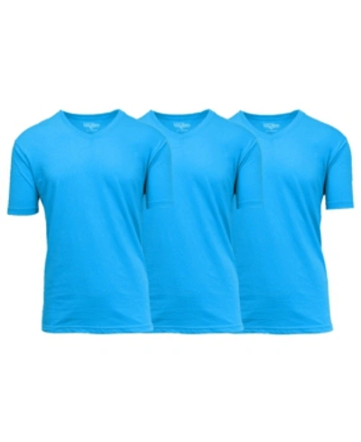Galaxy By Harvic Men's Short Sleeve V-neck T-shirt, Pack Of 3 In Aqua X 3