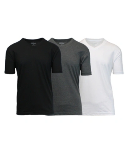 Galaxy By Harvic Men's Short Sleeve V-neck T-shirt, Pack Of 3 In Black-charcoal-white