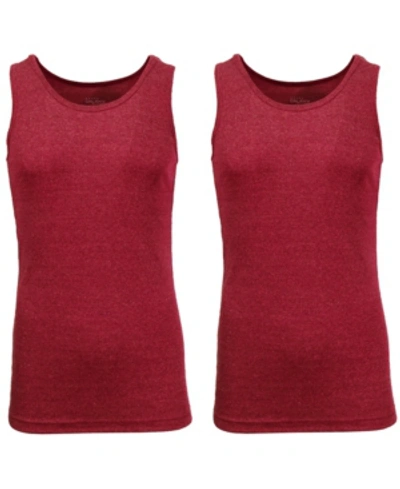 Galaxy By Harvic Men's Famous Heavyweight Ribbed Tank Top, Pack Of 2 In Burgundy-burgundy