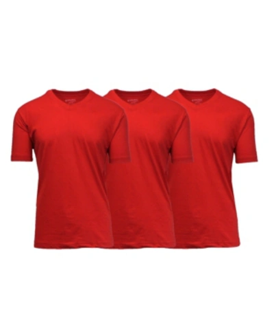 Galaxy By Harvic Men's Short Sleeve V-neck T-shirt, Pack Of 3 In Red X 3