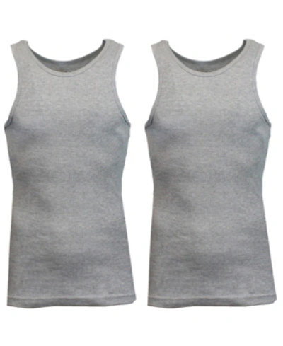 Galaxy By Harvic Men's Famous Heavyweight Ribbed Tank Top, Pack Of 2 In Heather Gray-heather Gray