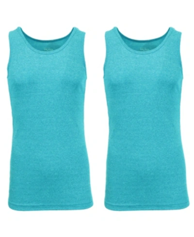 Galaxy By Harvic Men's Famous Heavyweight Ribbed Tank Top, Pack Of 2 In Aqua-aqua