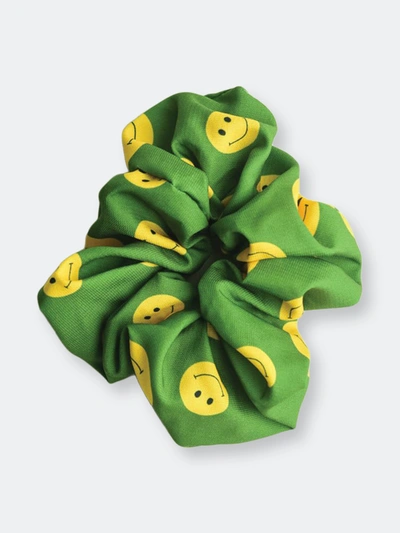 Chimmi We Are  Smiley Face Scrunchie In Green