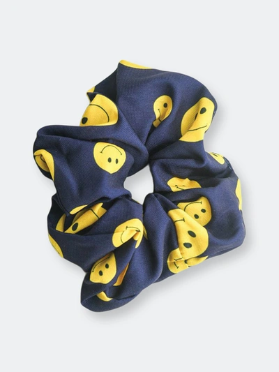 Chimmi We Are  Smiley Face Scrunchie In Blue