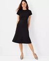 Ann Taylor The Midi Flare Dress In Double Knit In Black