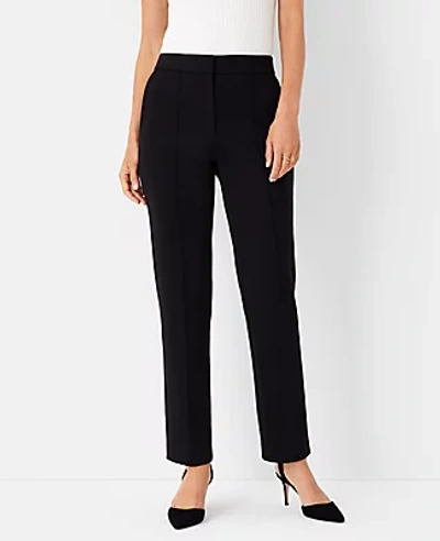 Ann Taylor The High Waist Pintucked Straight Leg Pant In Double Knit In Black