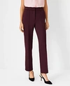 Ann Taylor The High Rise Pintucked Straight Leg Pant In Double Knit In Midnight Fig