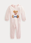 Polo Ralph Lauren Ralph Lauren Polo Bear Graphic Fleece Romper In Delicate Pink