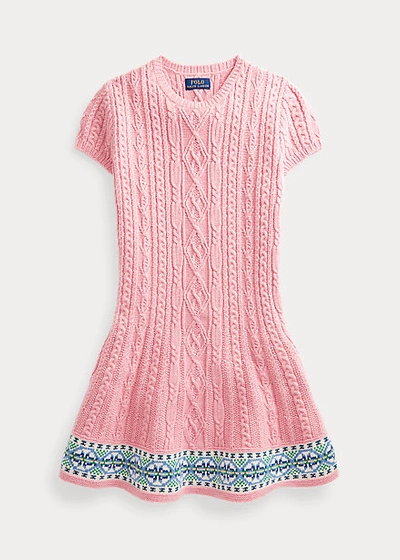 Polo Ralph Lauren Kids' Fair Isle Cotton-blend Sweater Dress In Desert Rose Heather