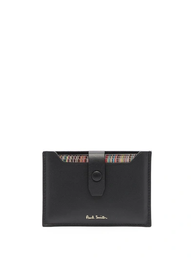 Paul Smith Signature Stripe Pull Out Card Holder In Black