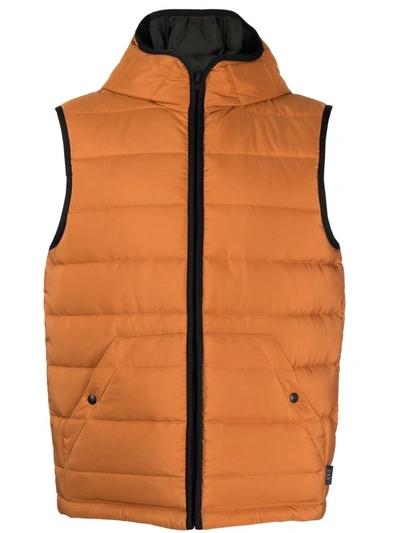 Fay Hooded Quilted Gilet In Senape