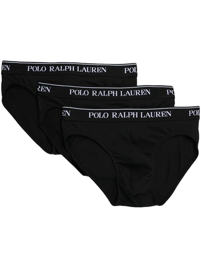 Polo Ralph Lauren Logo Band Three-pack Briefs In 黑色