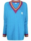 ETRO EMBROIDERED-LOGO CABLE-KNIT JUMPER
