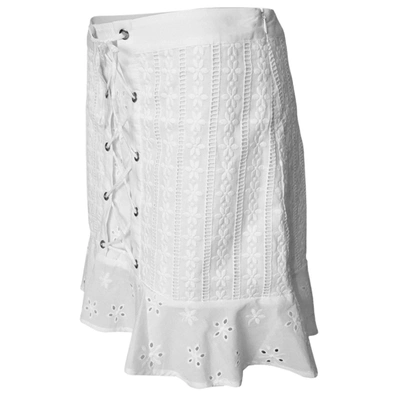 Pre-owned For Love & Lemons Mid-length Skirt In White