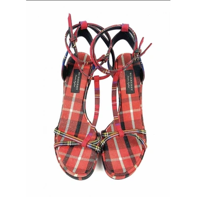 Pre-owned Burberry Cloth Sandals In Red