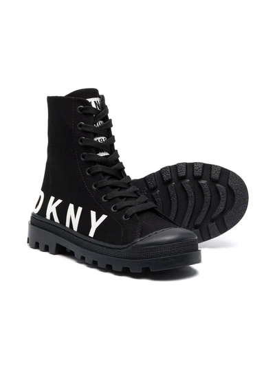 Dkny Kids' Side Logo-print Ankle Boots In Black