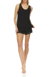 Flora Nikrooz Frances Lace Trim Tank & Shorts 2-piece Pajama Set In Black