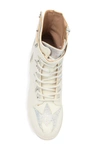 Chase & Chloe Rhinestone Lug Sole Combat Boot In White Pu