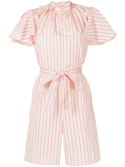 Erdem Amalfi Striped Loose-fit Playsuit In Rosa