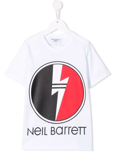 Neil Barrett Kids' T-shirt Bianca In Jersey Di Cotone In White