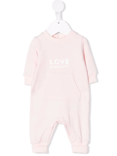Givenchy Babies' Logo-print Long-sleeved Romper In Pink