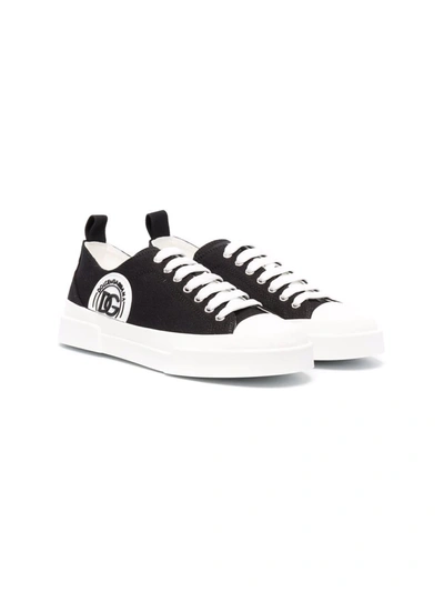 Dolce & Gabbana Kids' Side Logo-print Sneakers In Black