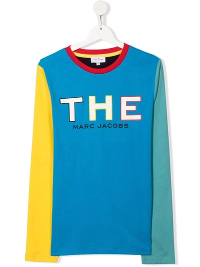 Marc Jacobs Kids' Colour-block Cotton T-shirt In Blue