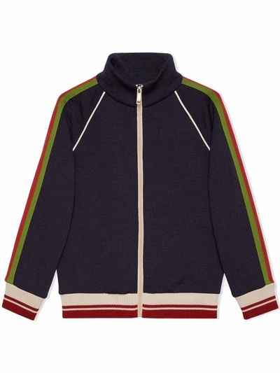 Gucci Kids' Blue Jacket For Baby Boy With Web Detail