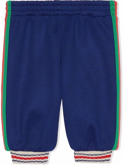 Gucci Babies' Stripe-trim Leggings In Blue