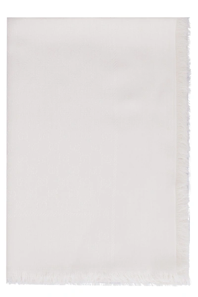 Gucci Gg Wool Jacquard Scarf In Ivory