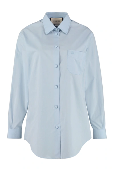 Gucci Gg Pocket Detail Shirt In Blue