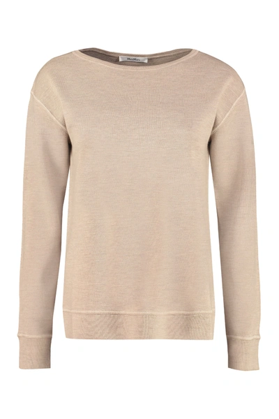 Max Mara Ribbed Crewneck Jumper In Beige