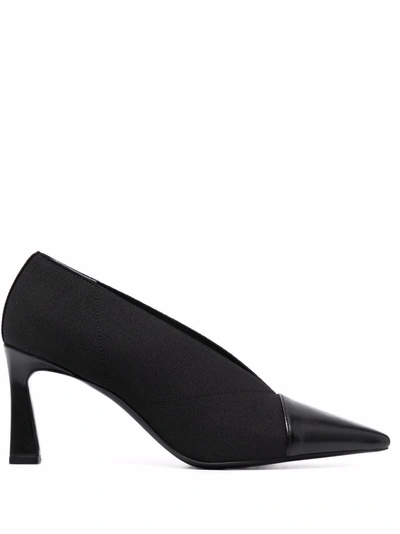 Pollini Pointed-toe Panelled Pumps In Schwarz