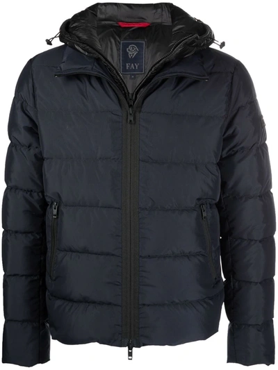 Fay Hooded Padded Jacket In Blue