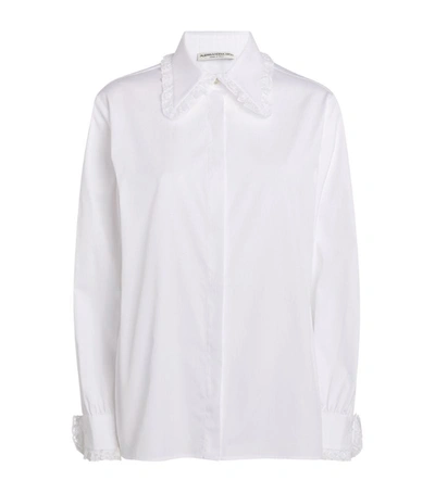 Alessandra Rich Womens White Lace-trim Cotton Shirt 4 In White (white)
