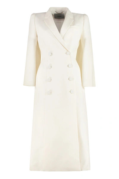 Fendi Double-breasted Wool-blend Cady Midi Dress In White