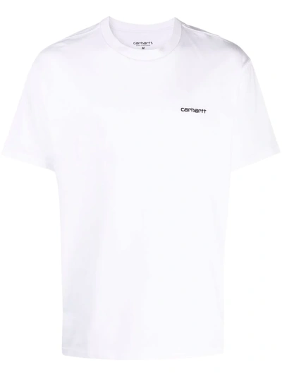 Carhartt Script Logo-embroidered Cotton-jersey T-shirt In White,black