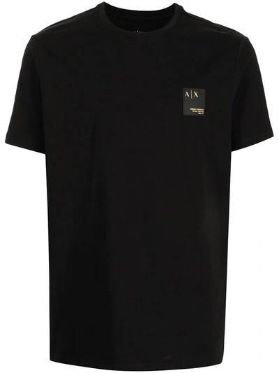 Armani Exchange Logo Patch Stretch T-shirt In Black
