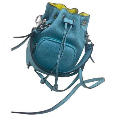 Pre-owned Fendi Mon Trésor Leather Crossbody Bag In Blue