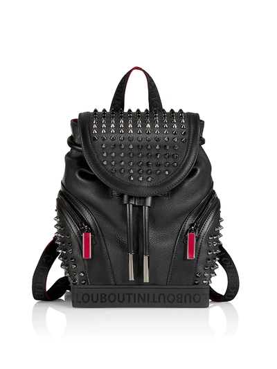 Christian Louboutin Explorafunk Small Calf Leather Spikes Backpack In Black