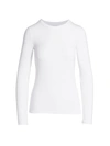 Majestic Soft Touch Flat-edge Long-sleeve Crewneck Top In Celeste