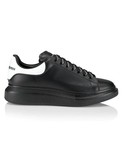 Alexander Mcqueen Oversized Leather Platform Sneakers In Black Bone