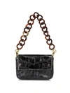 STAUD MINI TOMMY CHAIN CROC-EMBOSSED LEATHER BAGUETTE,400014237358