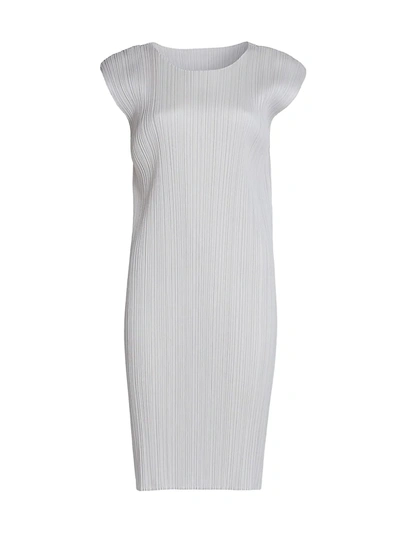 Issey Miyake Basics Pleated Dress In Light Gray