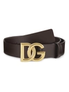 Dolce & Gabbana Men's Dg Logo Leather Belt In Brown,gold