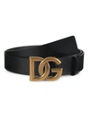 Dolce & Gabbana Men's Dg Logo Leather Belt In Nero