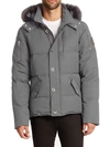 Moose Knuckles 3q Fox Fur-trim Puffer Jacket In Grey