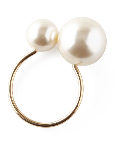 Kim Seybert Pearl Napkin Ring In Ivory/gold