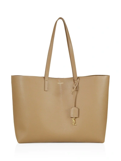 Saint Laurent Unstructured Soft Leather Tote Bag In Dark Beige