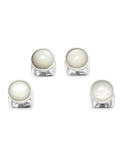 Cufflinks, Inc Men's Ox & Bull Trading Co. Mother-of-pearl Tuxedo Studs In Silver